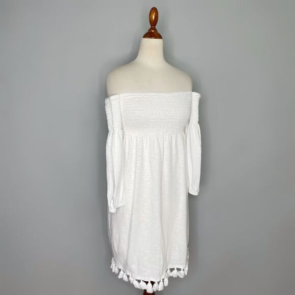 Lilly Pulitzer Trina Beach Mini Dress Smocked White Off Shoulder Size XXS - Picture 5 of 12